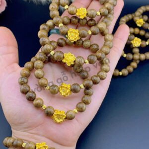 vòng tay gỗ trầm hương mix hoa sen giá sỉ